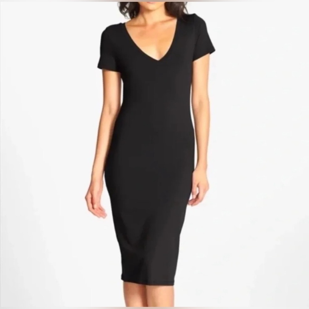 LEITH Black Midi Dress
